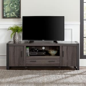 Urban Blend 60 in. Charcoal MDF TV Stand with 1 Drawer Fits TVs Up to 65 in. with Closed Storage