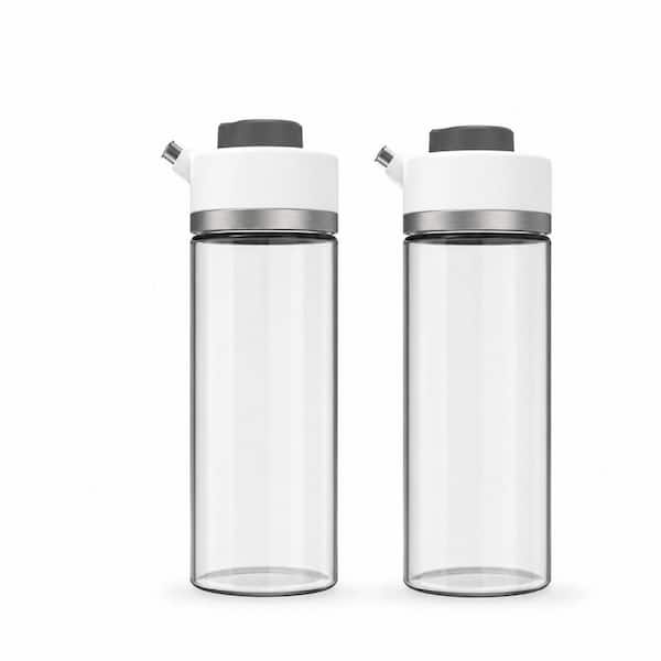 12 oz. Clear Glass Oil Dispenser 2-Pack with Drip-Free Spout and 3 Flow Modes for Kitchen