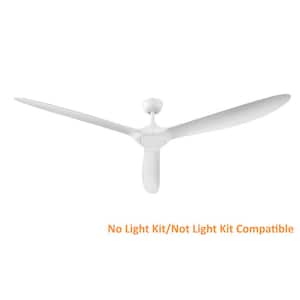 Tager 72 in. Smart Indoor/Outdoor Matte White Ceiling Fan without Light with Remote Powered by Hubspace