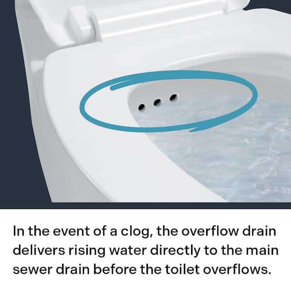 CRAFT + MAIN - Deven Flush Guard 12 in. 2-Piece 1.28 GPF Single Flush Elongated Toilet in White with Overflow Protection, Seat Included
