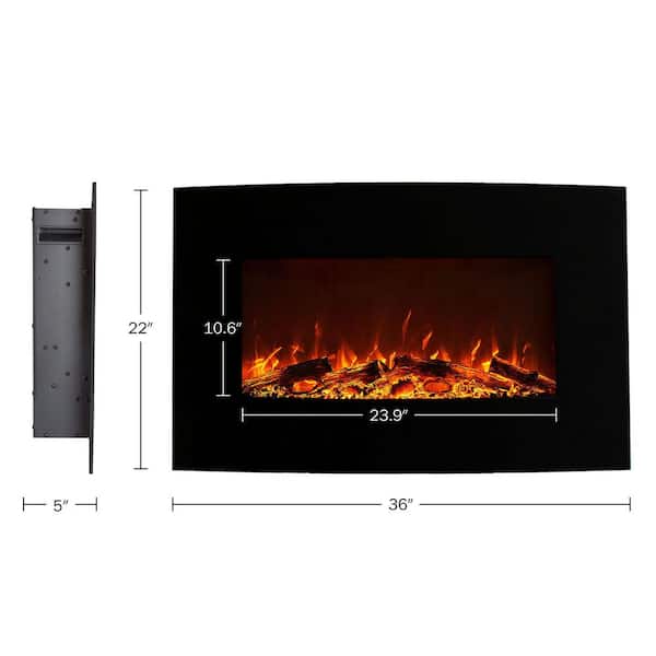 Northwest 36 in. Curved Color Changing Electric Fireplace Wall