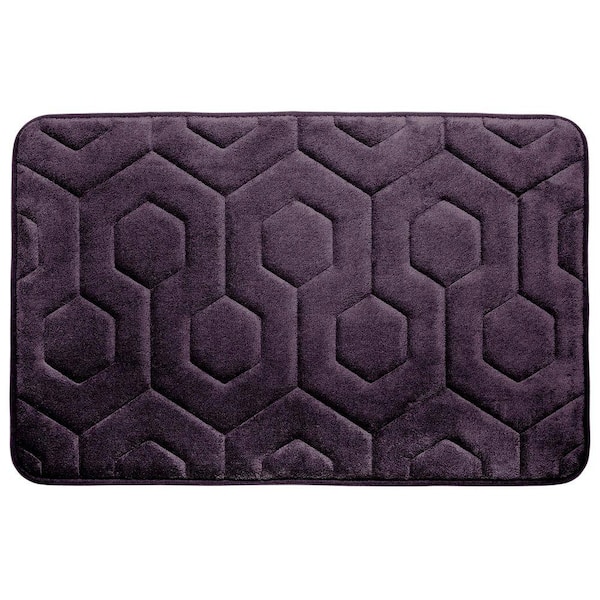 BounceComfort Hexagon Plum 20 in. x 34 in. Memory Foam Bath Mat