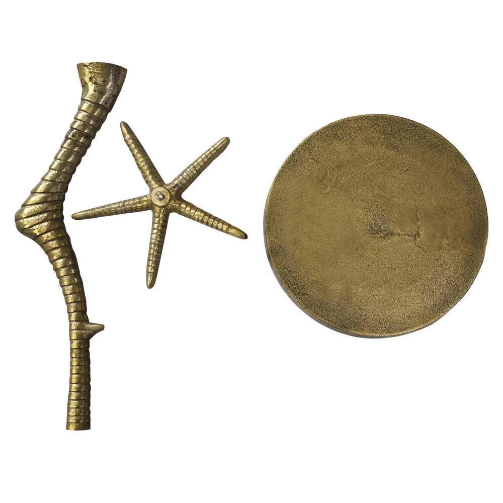 Antique Brass Round Metal Side Table with Bird Leg Base