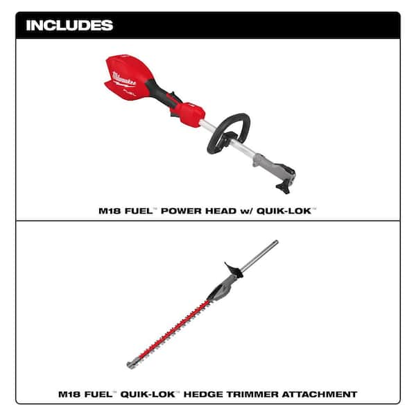 M18 FUEL 18V Brushless Cordless Battery Powered QUIK-LOK Power Head with Hedge Trimmer Attachment