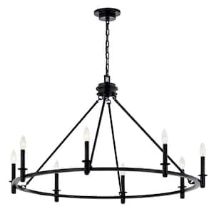 Carrick 40.75 in. 8-Light Black Traditional Candle Circle Chandelier for Dining Room