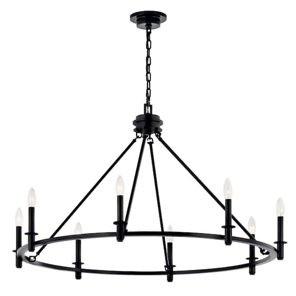 Carrick 40.75 in. 8-Light Black Traditional Candle Circle Chandelier for Dining Room