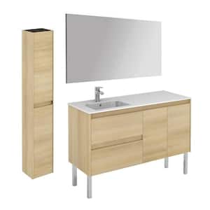 47.5 in. W x 18.1 in. D x 22.3 in. H Bathroom Vanity Unit with Mirror and Column in Nordic Oak