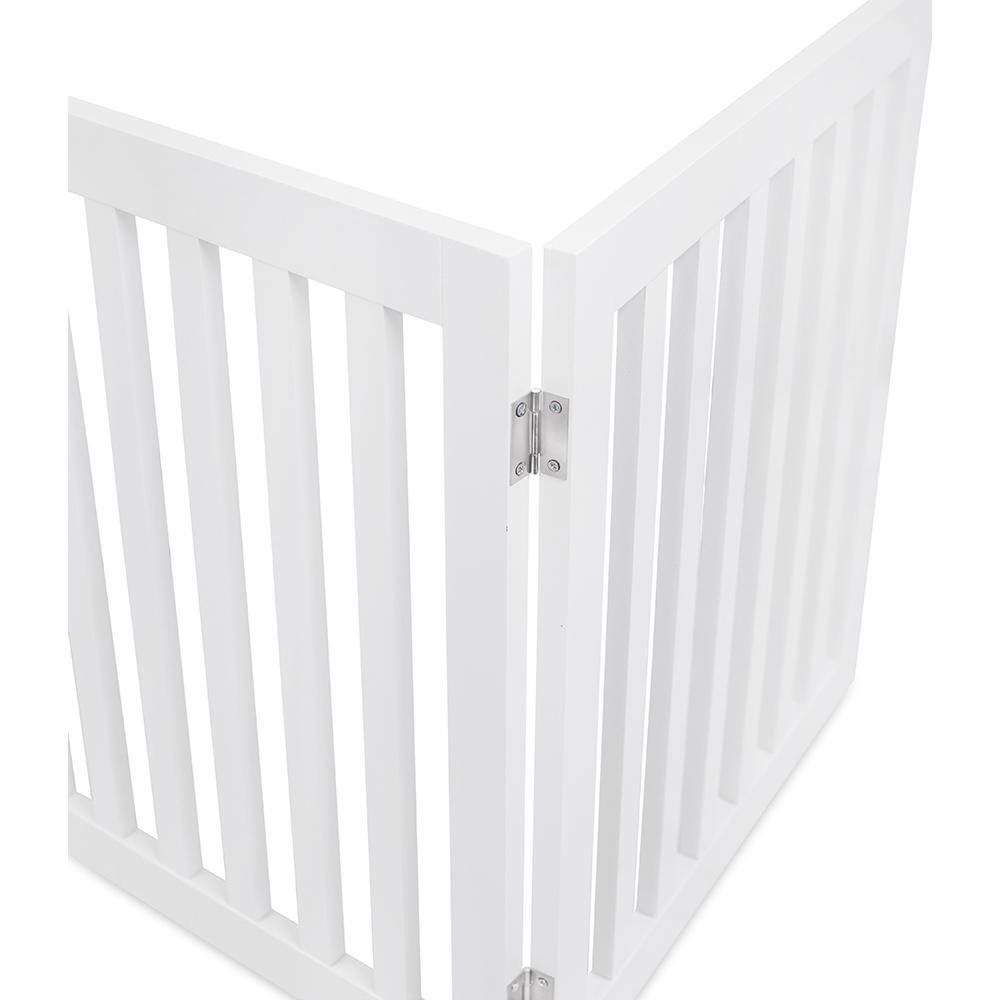 White 24" Tall 4-Panel Freestanding Wooden Pet Gate