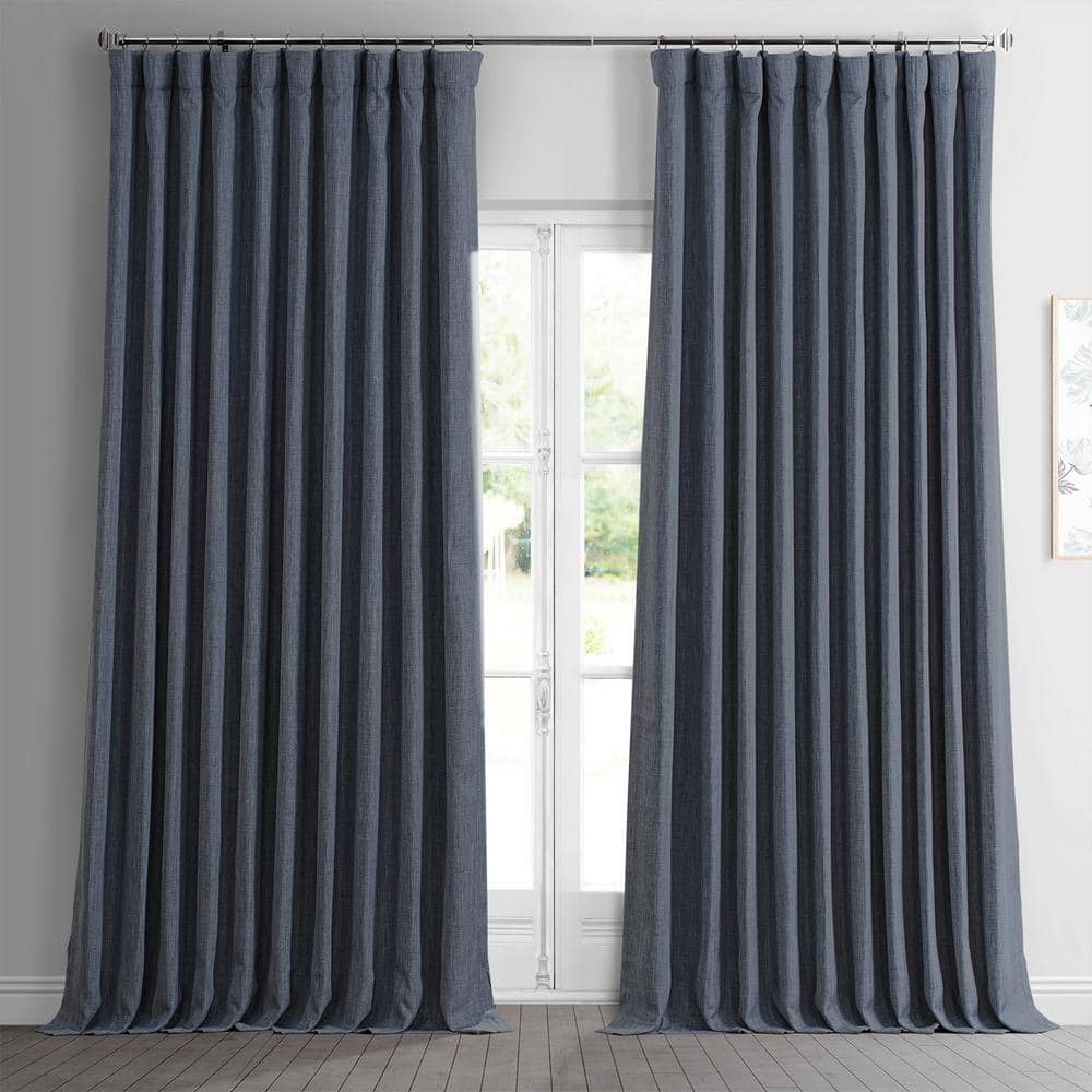 Exclusive Fabrics & Furnishings Reverie Blue Faux Linen Extra Wide Room ...