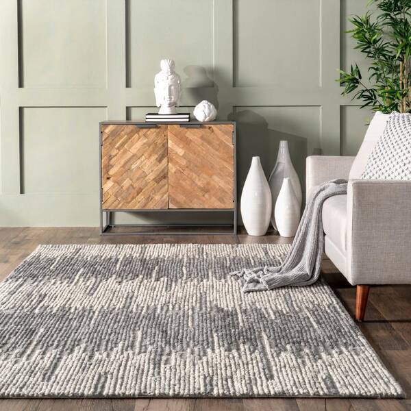 nuLOOM Harlan Abstract Lines Wool Area Rug Gray 4' ft. x 6' ft