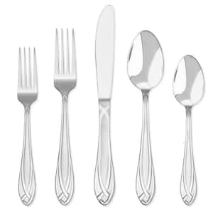 Lace Frosted 54-Piece 18/0 Stainless Steel Flatware Set with Wood Caddy (Service for 8)
