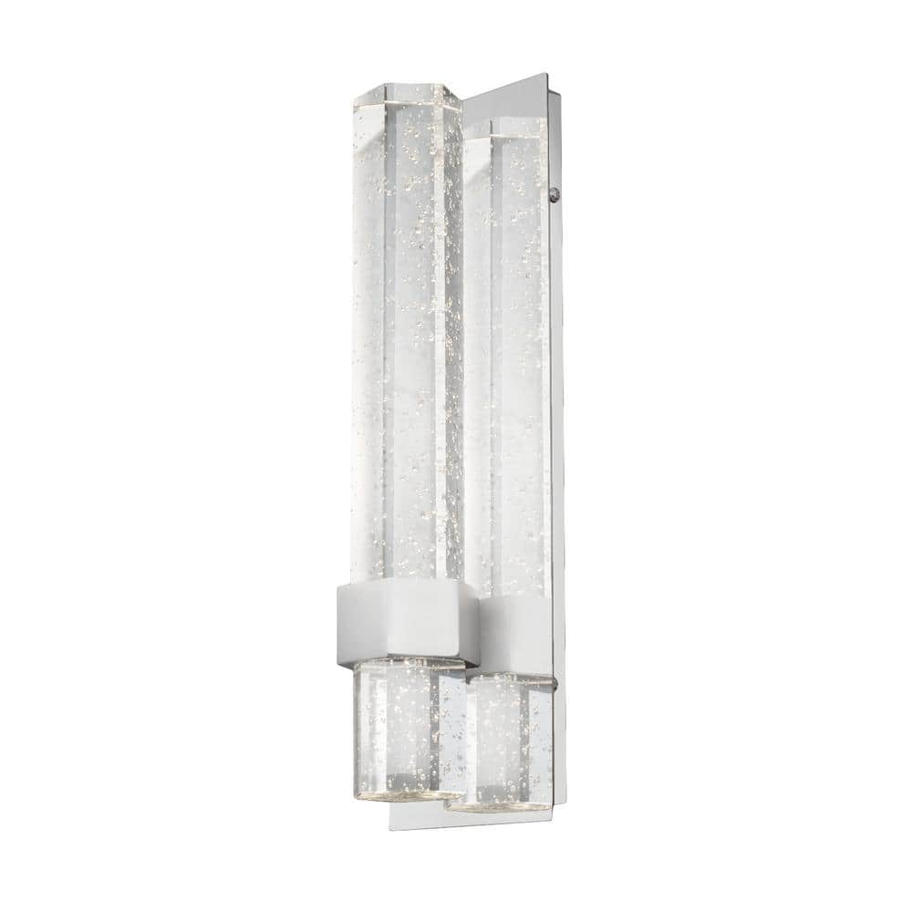 KUZCO Warwick 15 in. 1-Light 11-Watt Chrome Integrated LED Wall Sconce ...