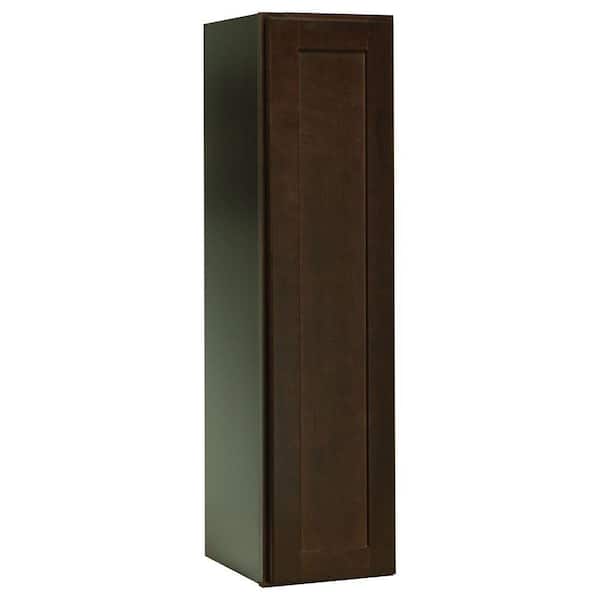 Hampton Bay Shaker 9 in. W x 12 in. D x 36 in. H Assembled Wall Cabinet in Java