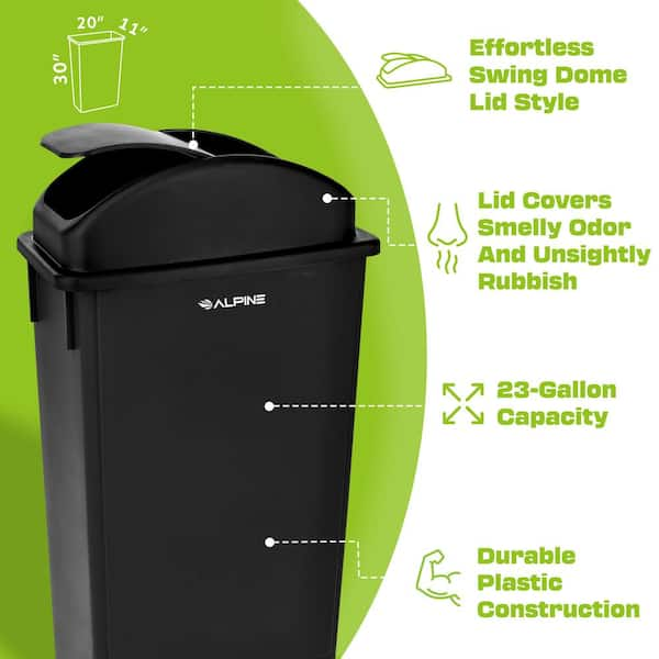 Safco Large Capacity Plastic Step-On Receptacle 23 Gal Black