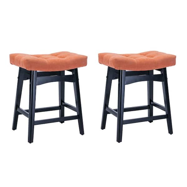 TIRAMISUBEST TD Garden Metal Outdoor Dining Chair with Orange Cushions (2-Pack)
