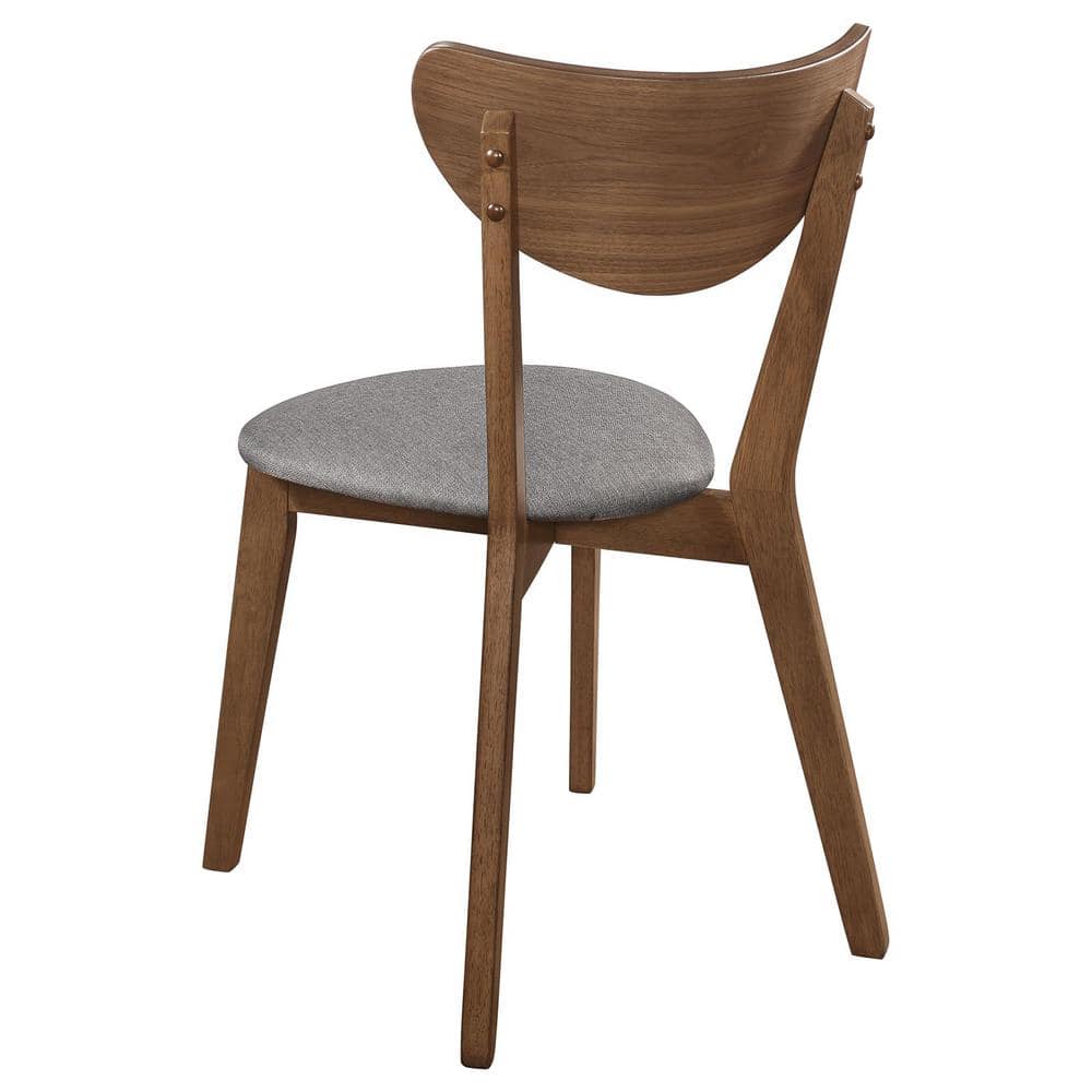 Natural Walnut and Grey Mid-Century Dining Set with Cushioned Seats