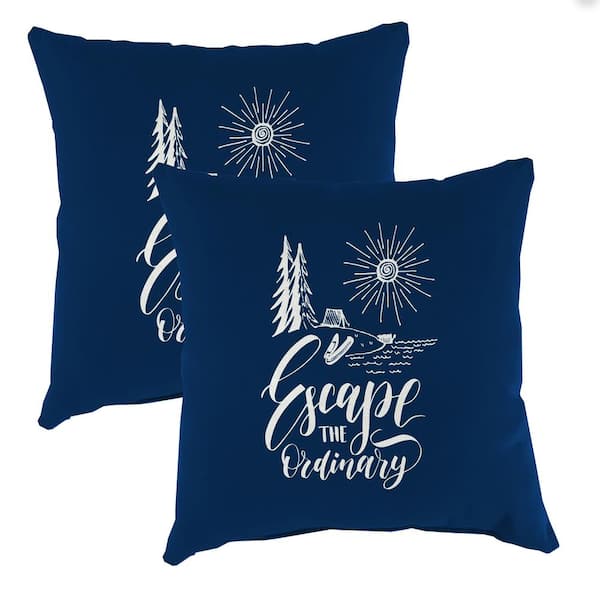 Jordan Manufacturing 16 in. L x 16 in. W x 4 in. T Square Outdoor Throw Pillow in Escape the Ordinary (2-Pack)