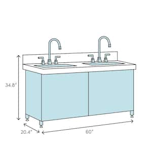 Manchester 60 in. W Bathroom Double Bowl Vanity in White with Quartz Stone Vanity Top in White with White Basins