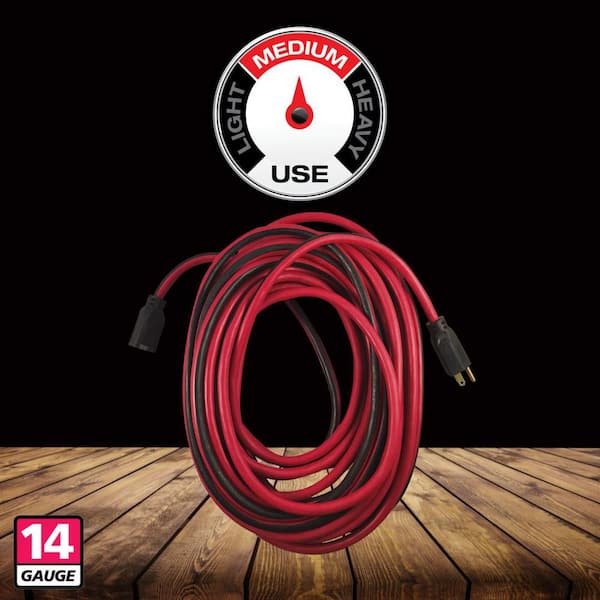 Husky 25 ft. 14/3 Medium Duty Indoor/Outdoor Extension Cord, Red