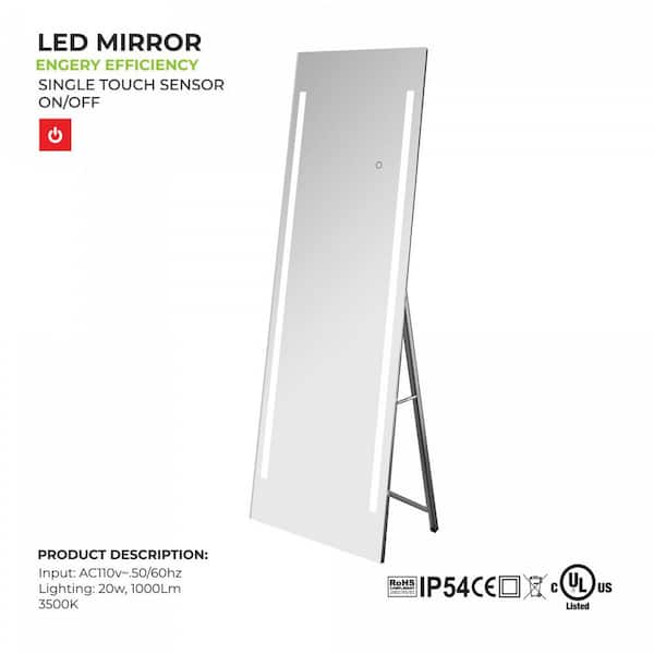 19 In X 59 Led Modern Rectangle Frameless Full Length Standing Mirror Anti Fog And Dimmer Touch Sensor Hc19x59 Anti Fog And Dimmer Touch Sensor Hc19x59, Argos Full Length Frameless Wall Mirror
