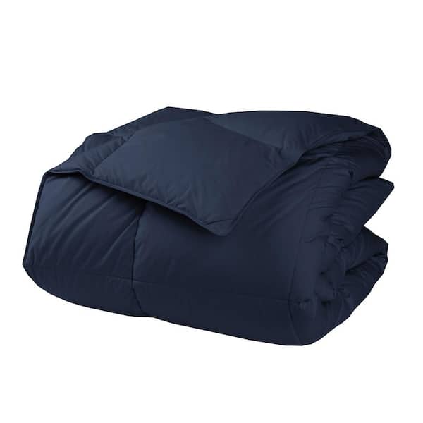 The Company Store Lacrosse Loftaire Medium Warmth Navy Blue King Down Alternative Comforter