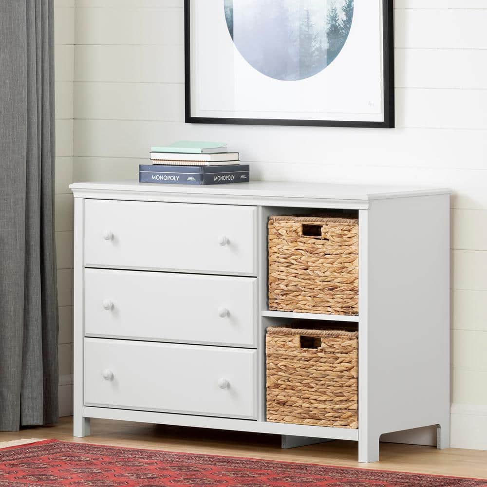 White Nursery Combo Dresser with Soft Close Drawer