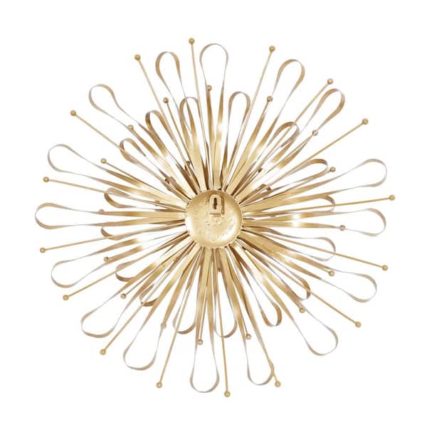 Litton Lane Metal Gold Starburst Wall Decor with Orb Detailing (Set of 3)  44596 - The Home Depot