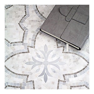 Garden White Gray 12 in. x 12 in. x 10 mm Marble Mosaic Tile