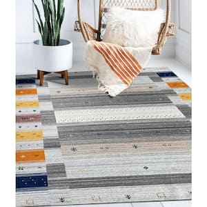 Multi 9 ft. x 12 ft. Hand Knotted Wool Transitional Gabbeh Area Rug