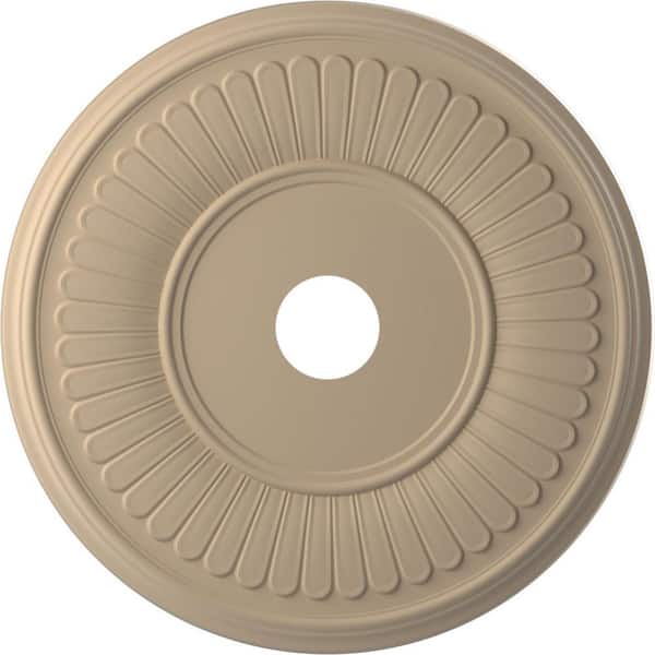 Ekena Millwork 1 in. x 22 in. O.D. x 3-1/2 in. P Berkshire Thermoformed PVC Ceiling Medallion Ultra Cover Satin Smokey Beige