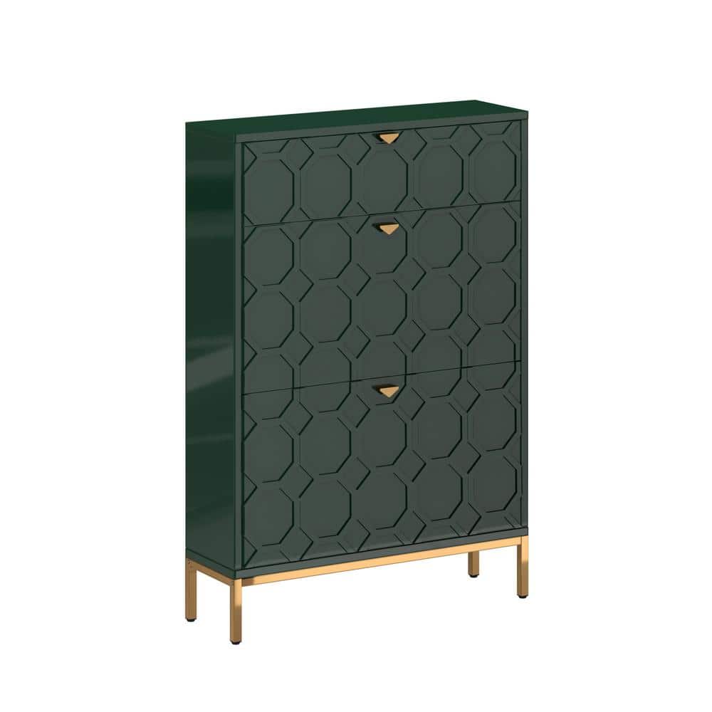 Boyel Living 46.6 in. H x 31.5 in. W. Green MDF Shoe Storage Cabinet 24-Pair BLJH-XG2-GR - The ...