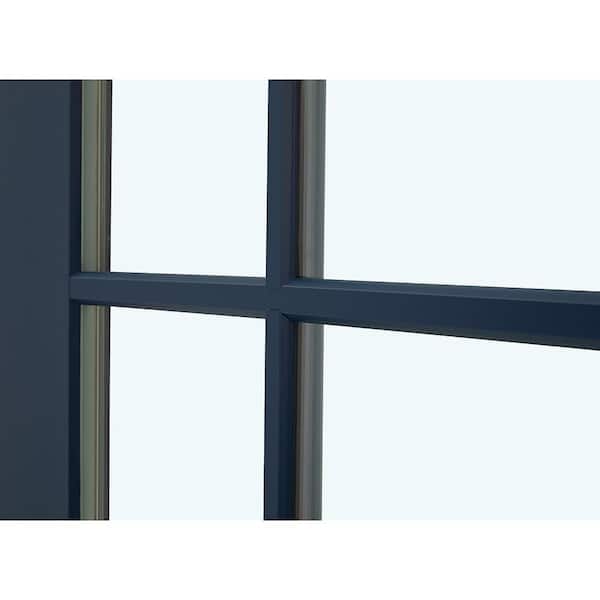36 in. x 80 in. Right-Hand 4 Lite Clear Glass Revival Blue Painted Fiberglass Prehung Front Door with Brickmould