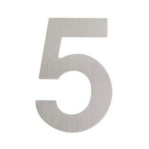 6 in. Silver Stainless Steel Floating House Number 5
