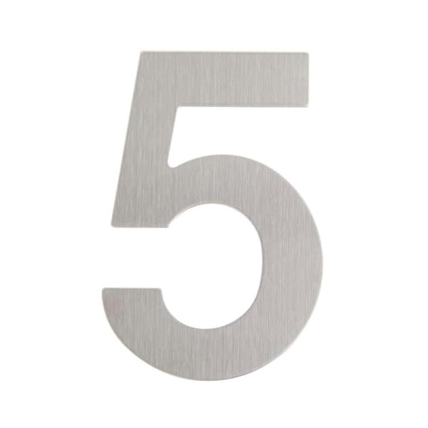 Everbilt 6 in. Silver Stainless Steel Floating House Number 5