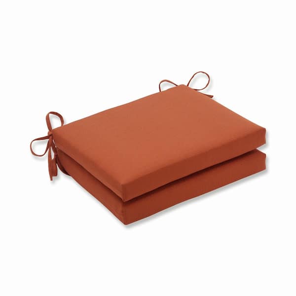 Pillow Perfect Solid 18.5 in. x 16 in. Outdoor Dining Chair Cushion in Orange (Set of 2)