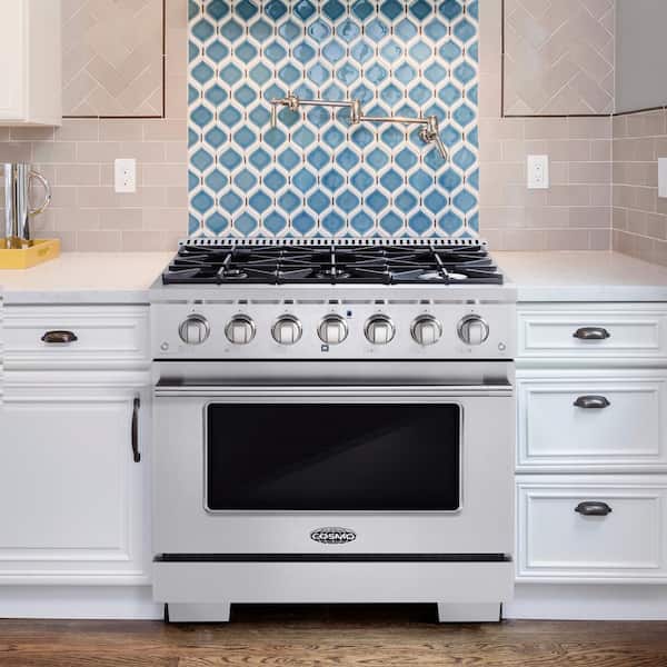 36 in. Vista Collection 4.5 cu. ft. Gas Range, 6 Burners, Convection Oven, LED Light Panel in Modern Stainless Steel