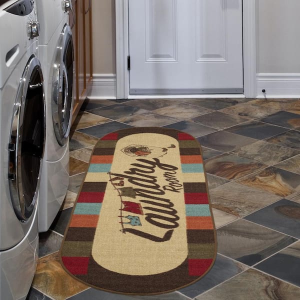 Machine Washable Non-Slip Rubberback Laundry Room Runner Rug, Entryway Rug