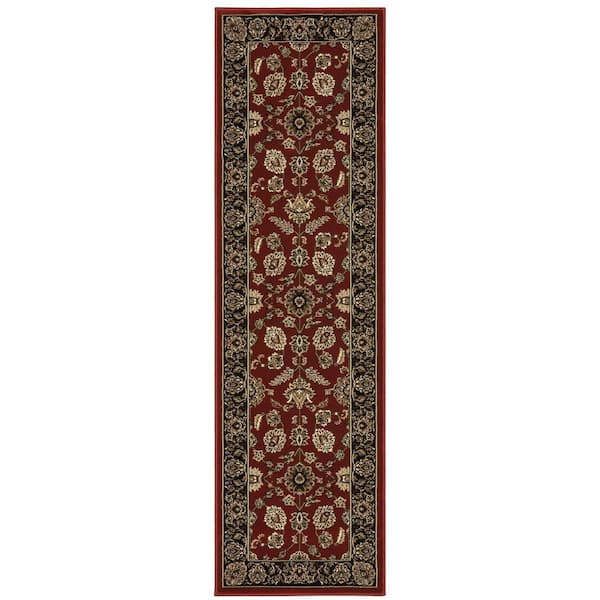 2 ft. x 8 ft. Black Oriental Washable Area Rug