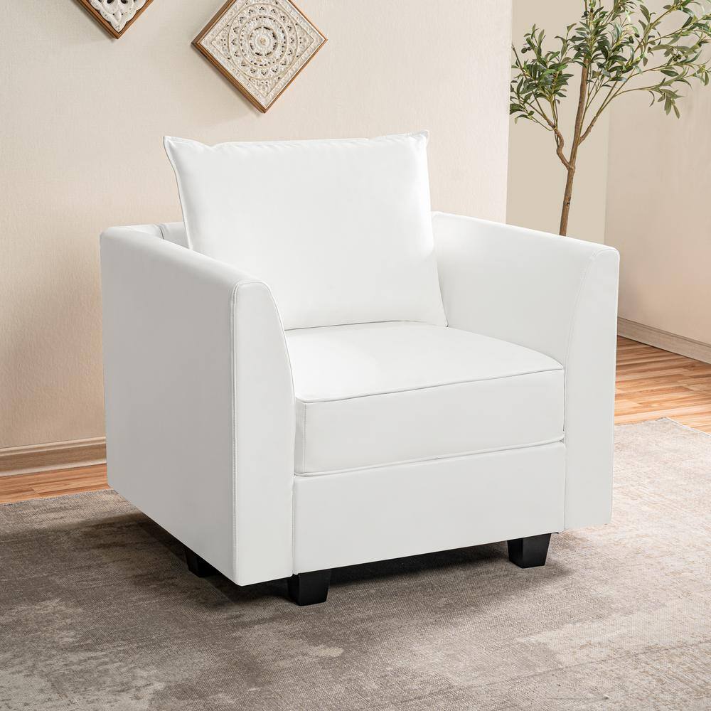 MAYKOOSH Contemporary 1-Piece Air Leather Stylish Accent Chair with ...