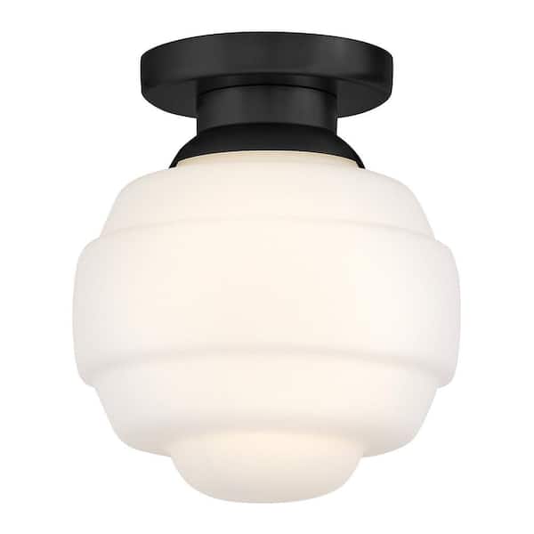 Penny 9.0 in. 1 Light Black Flush Mount
