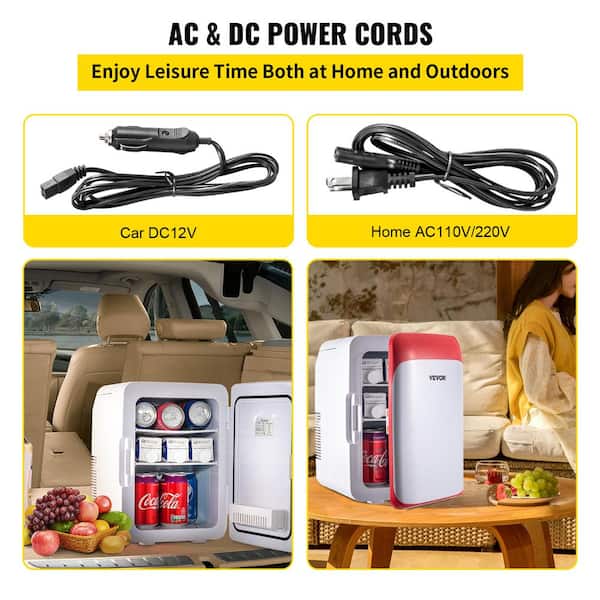 VEVOR 0.35 cu. ft. Mini Fridge Portable Cooler Warmer AC/DC Power