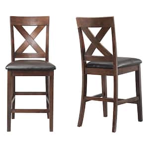 Alexa 24 in. High Back Wood Counter Height Side Chair Set in Cherry (Set of 2)