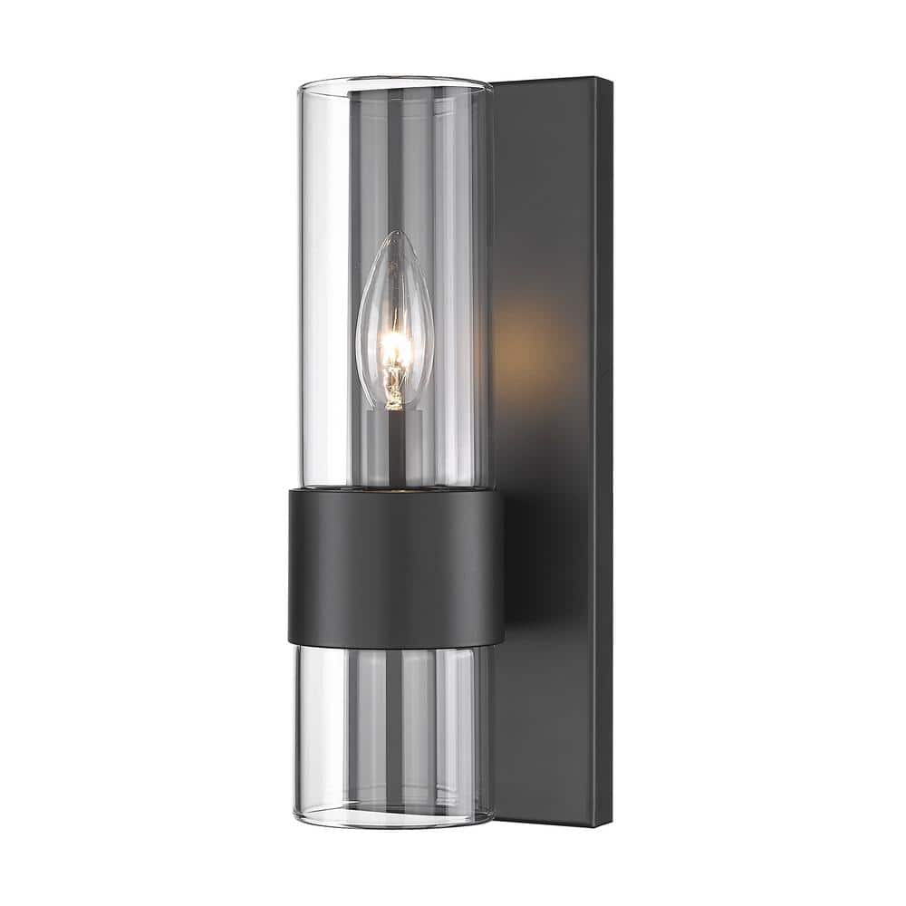 Lawson 4.75 in 1-Light Matte Black Wall Sconce with Clear Glass Shade