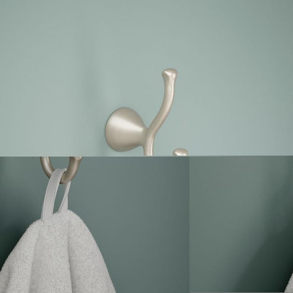 Arvo Double Towel Hook Bath Hardware Accessory in Brushed Nickel