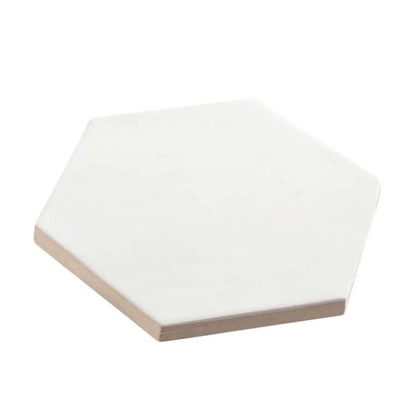 Jenae Signet Grey 4 in. x 5 in. Zellige Hexagon Glossy Ceramic Wall Tile (5.38 sq. ft. / Case)