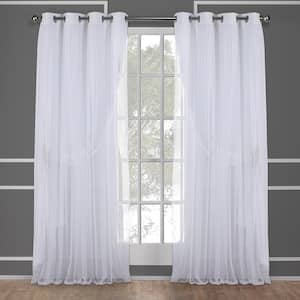 Catarina Winter White Solid Lined Room Darkening Grommet Top Curtain, 52 in. W x 96 in. L (Set of 2)