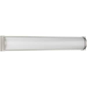 Barril Collection 32 in. Brushed Nickel Large Modern Integrated LED 1-Light Linear Vanity Light with Acrylic Diffuser