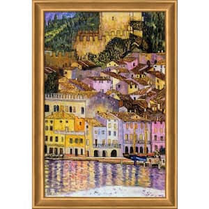 Malcesine on Lake Garda by Gustav Klimt Muted Gold Glow Framed Architecture Oil Painting Art Print 28 in. x 40 in.