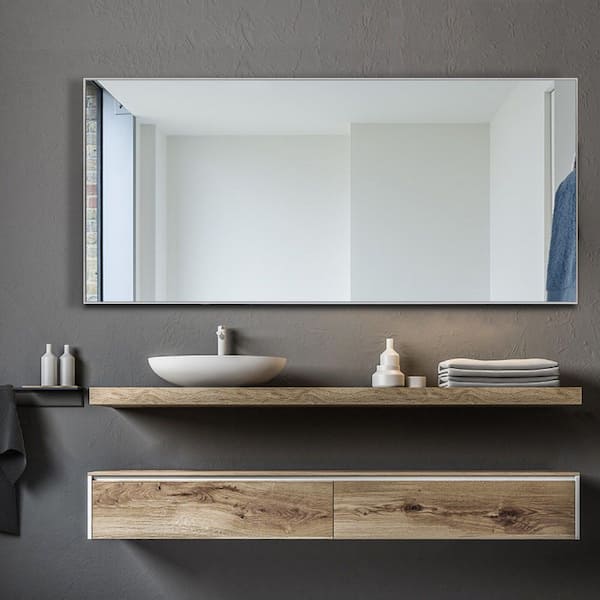 Unbranded 31 in. W x 71 in. H Mondern Oversize Rectangular Framed Wall Bathroom Vanity Mirror Decor Mirror in Silver