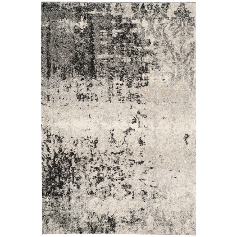 Luxurious Abstract Gray Shag Area Rug 4' x 6' - Hand-Knotted, Easy Care
